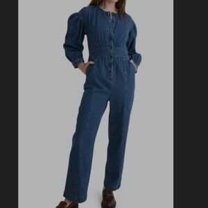 Madewell Straight Leg Stretch Denim Jumpsuit Sz 6